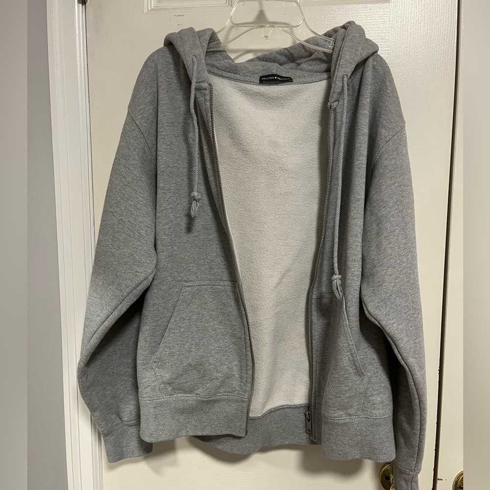 Grey Zip Up Brandy Melville Hoodie